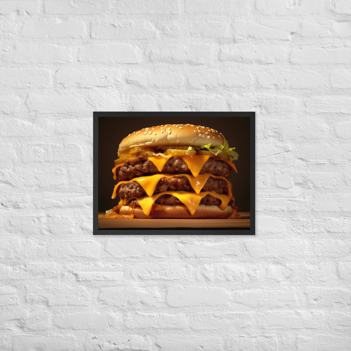 Double Cheese burger Framed poster 🤤 from Yumify.AI