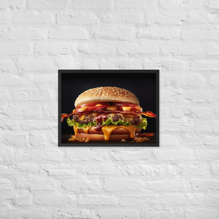 Bacon Cheese burger Framed poster 🤤 from Yumify.AI