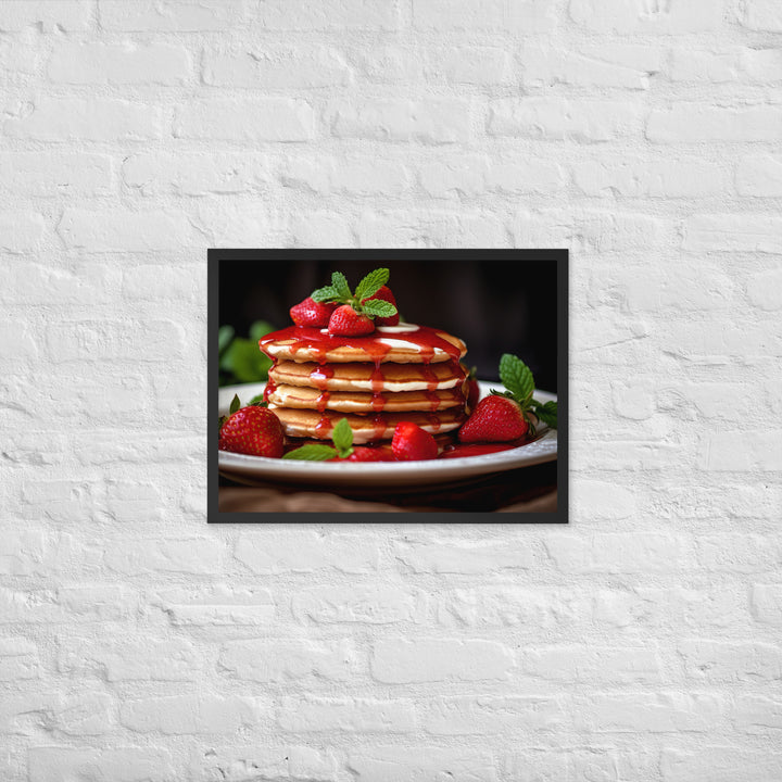 Strawberry Pancakes Framed poster 🤤 from Yumify.AI