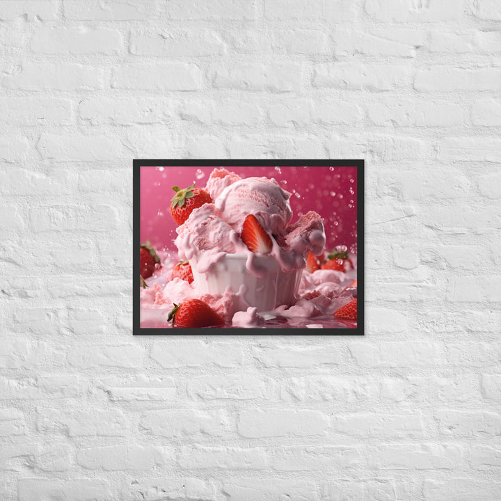 Strawberry Ice Cream Framed poster 🤤 from Yumify.AI