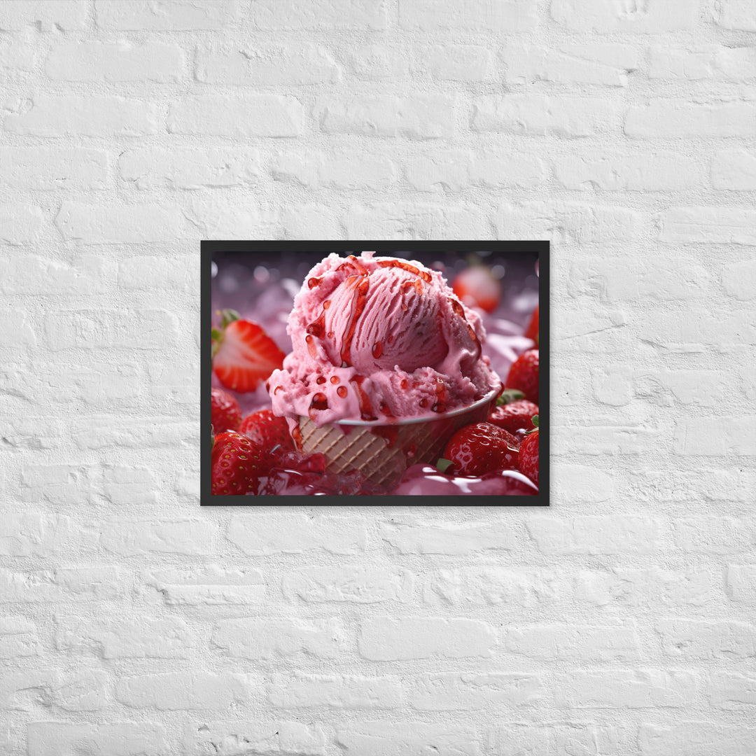 Strawberry Ice Cream Framed poster 🤤 from Yumify.AI