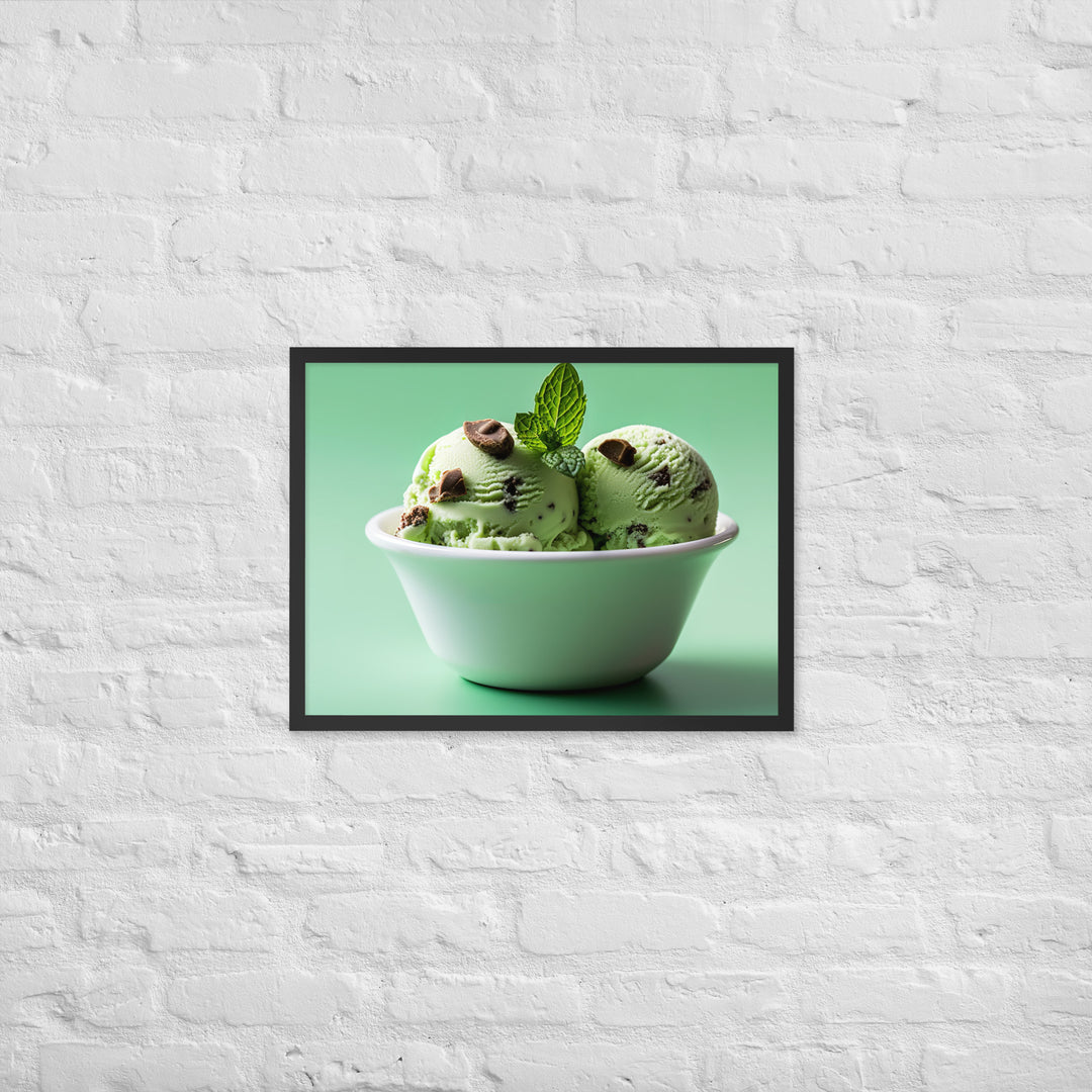 Mint Chocolate Chip Ice Cream Framed poster 🤤 from Yumify.AI