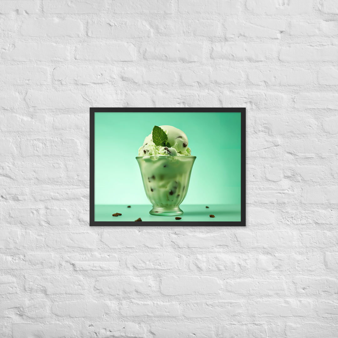 Mint Chocolate Chip Ice Cream Framed poster 🤤 from Yumify.AI