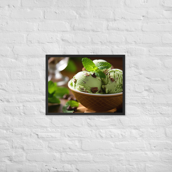 Mint Chocolate Chip Ice Cream Framed poster 🤤 from Yumify.AI