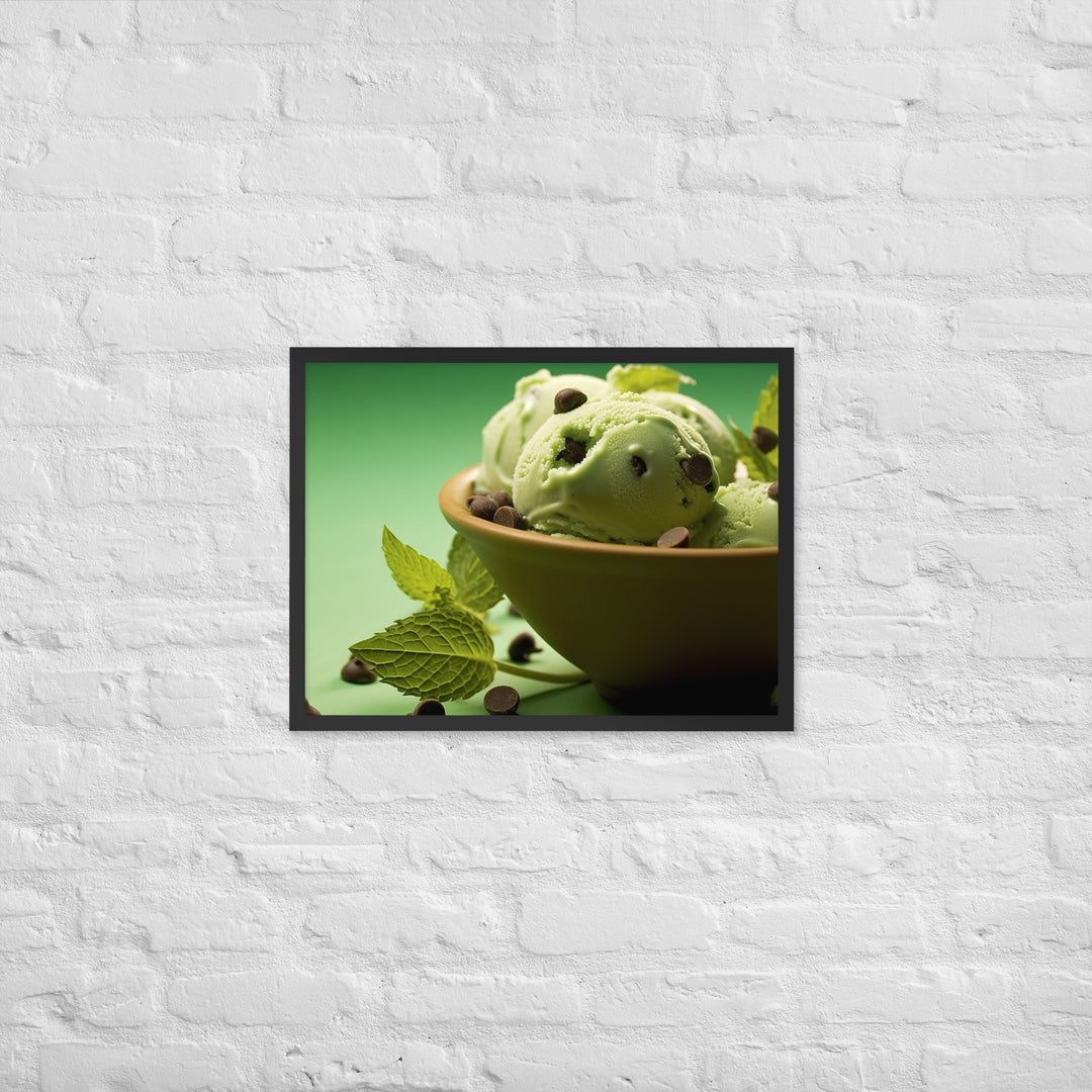 Mint Chocolate Chip Ice Cream Framed poster 🤤 from Yumify.AI