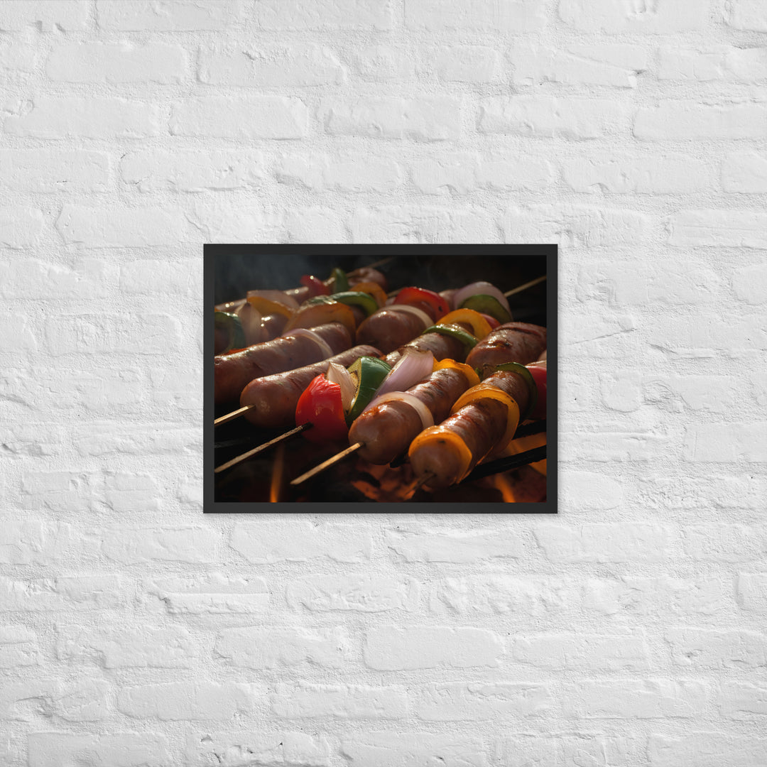 Sausage Skewers Framed poster 🤤 from Yumify.AI