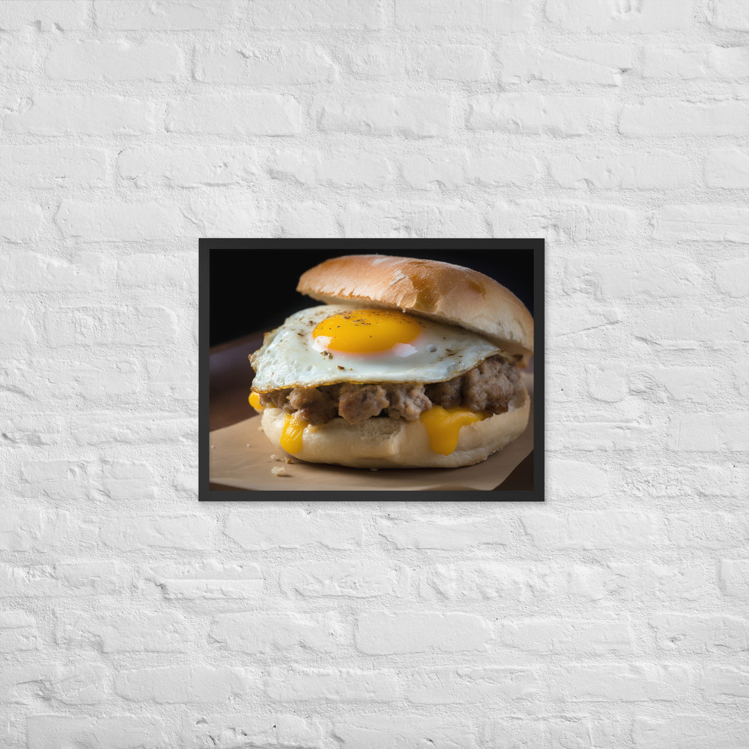 Sausage Breakfast Sandwich Framed poster 🤤 from Yumify.AI