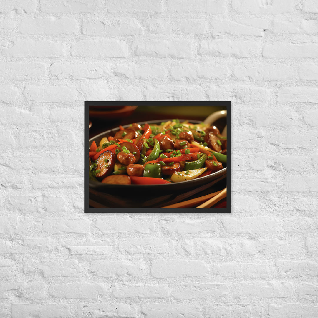 Sausage Stir Fry Framed poster 🤤 from Yumify.AI