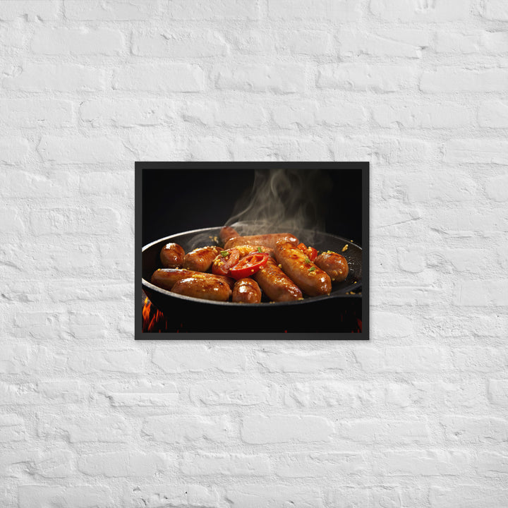 Pan Fried Sausage Framed poster 🤤 from Yumify.AI