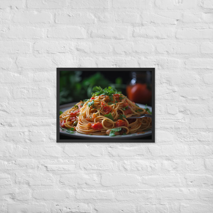 Vegan Spaghetti with Tomato Sauce Framed poster 🤤 from Yumify.AI