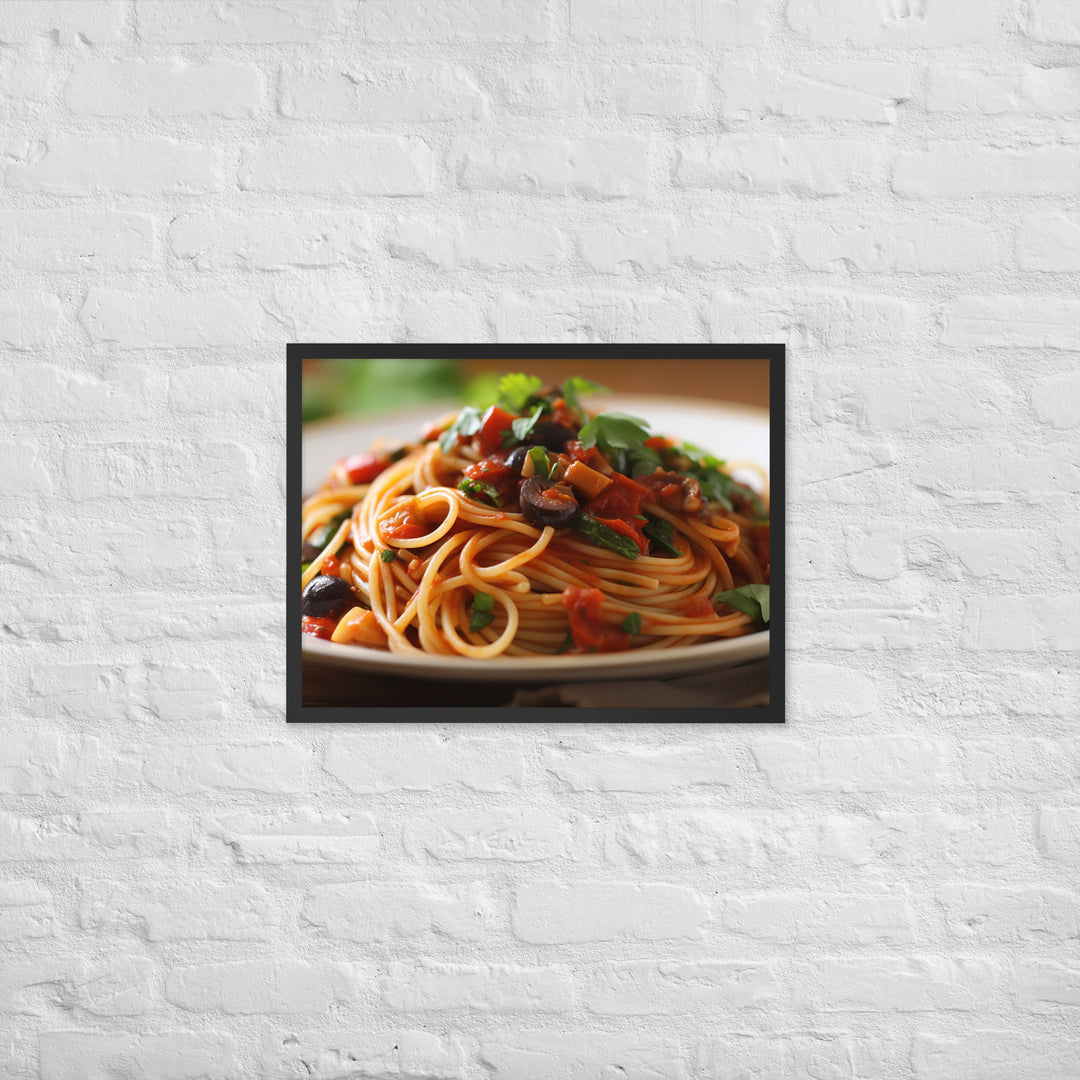 Vegan Spaghetti with Tomato Sauce Framed poster 🤤 from Yumify.AI