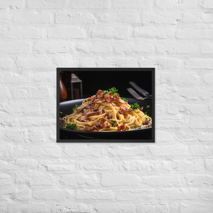 Spaghetti Carbonara with Bacon Framed poster 🤤 from Yumify.AI