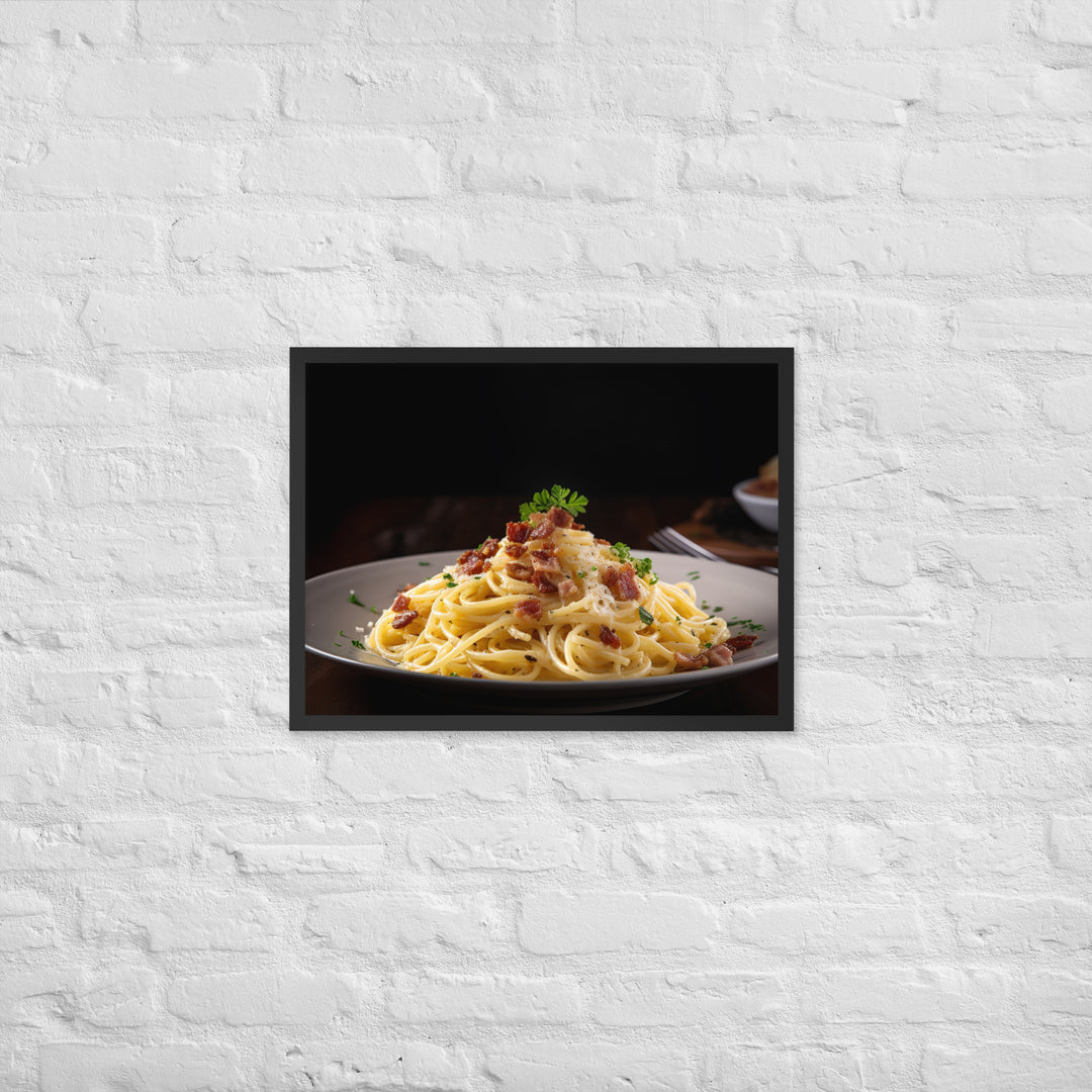 Spaghetti Carbonara with Bacon Framed poster 🤤 from Yumify.AI