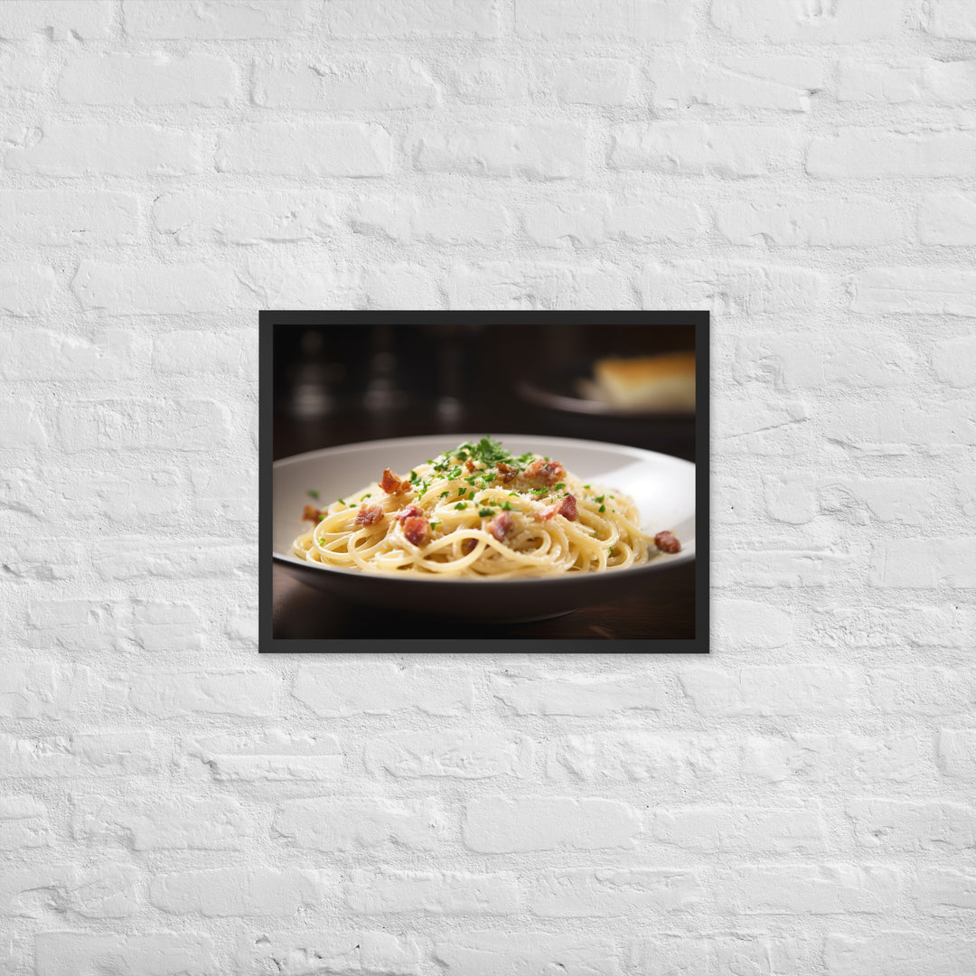 Spaghetti Carbonara with Bacon Framed poster 🤤 from Yumify.AI
