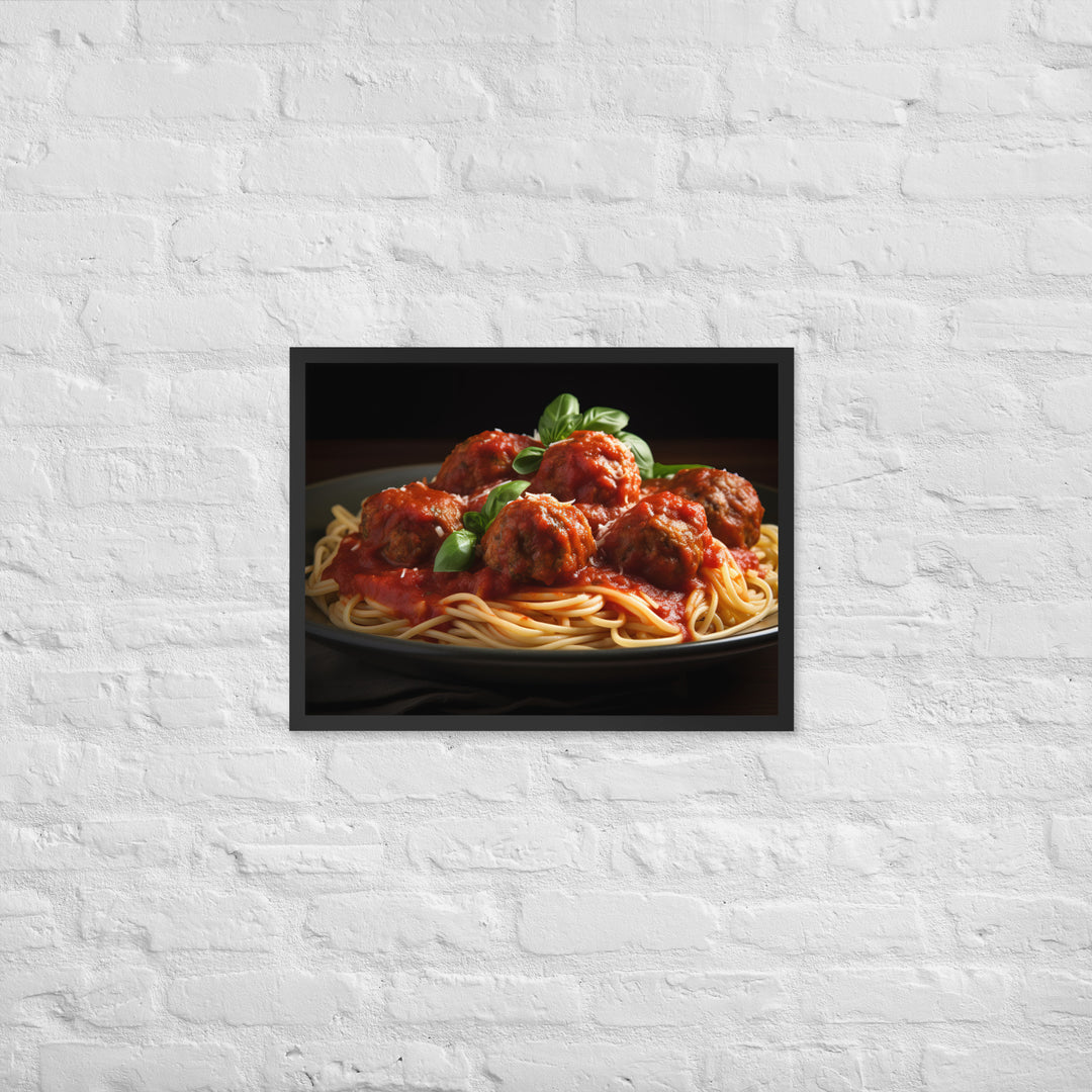 Classic Spaghetti and Meatballs Framed poster 🤤 from Yumify.AI