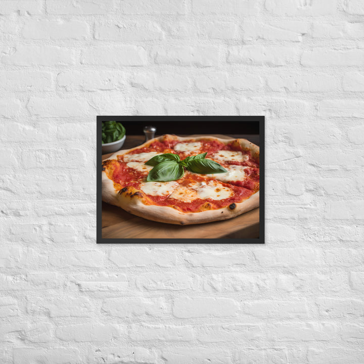 A Margherita Pizza with Fresh Basil Framed poster 🤤 from Yumify.AI