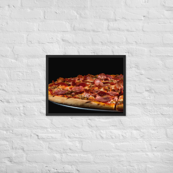 A Loaded Meat Pizza Framed poster 🤤 from Yumify.AI