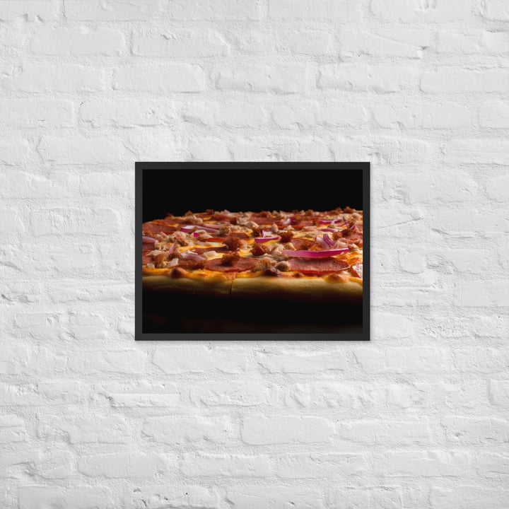 A Loaded Meat Pizza Framed poster 🤤 from Yumify.AI