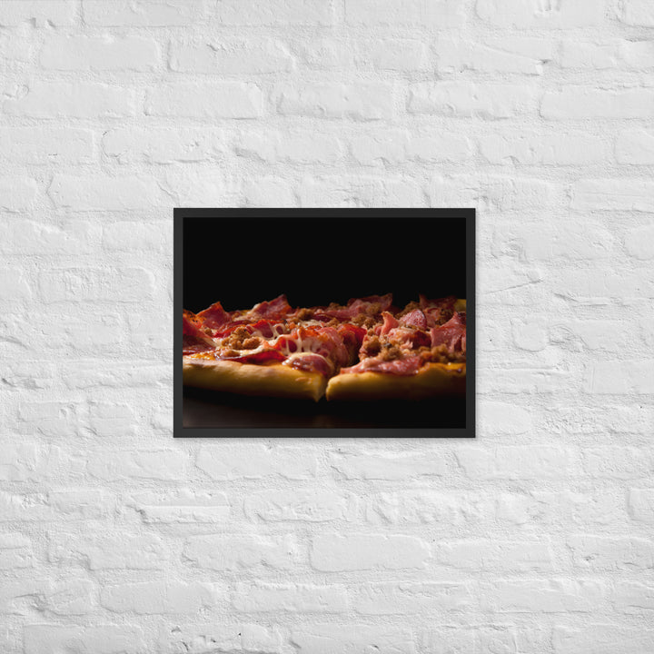 A Loaded Meat Pizza Framed poster 🤤 from Yumify.AI