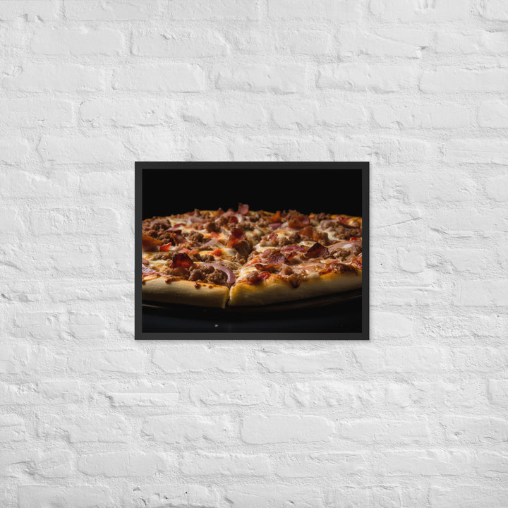 A Loaded Meat Pizza Framed poster 🤤 from Yumify.AI