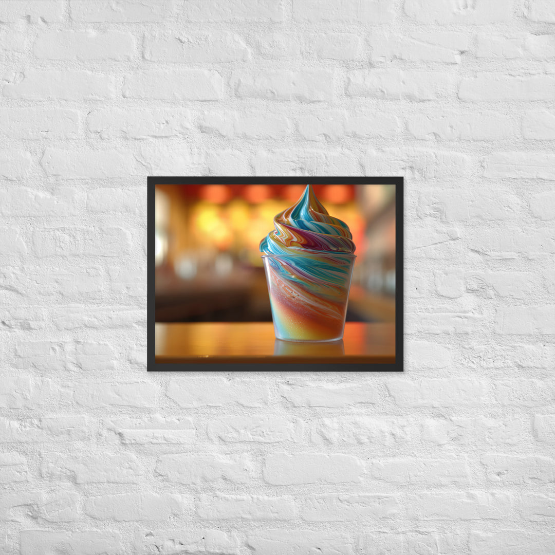 Rainbow Swirl Soft Serve Cup Framed poster 🤤 from Yumify.AI