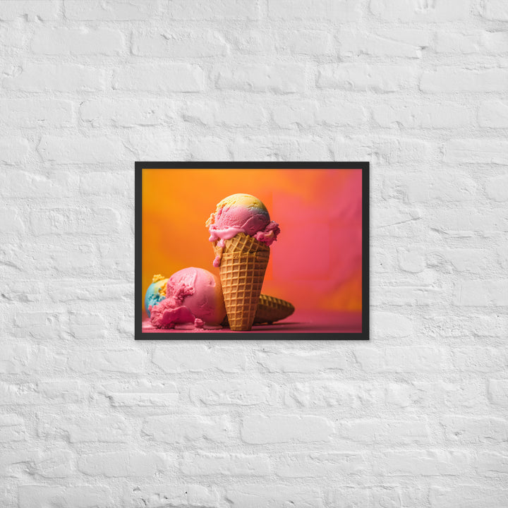 Rainbow Sherbet Cone Framed poster 🤤 from Yumify.AI