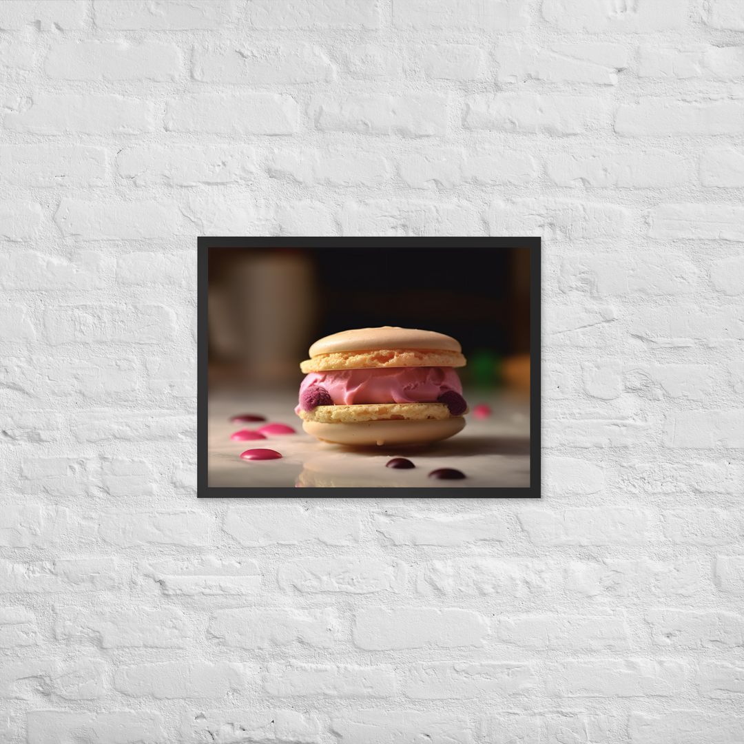 Macaron Ice Cream Sandwich Framed poster 🤤 from Yumify.AI