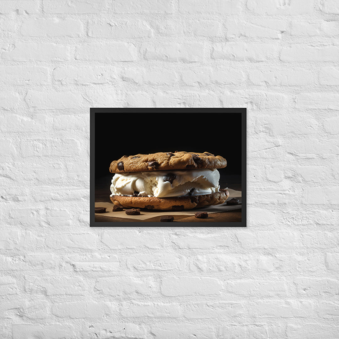 Classic Chocolate Chip Cookie Ice Cream Sandwich Framed poster 🤤 from Yumify.AI