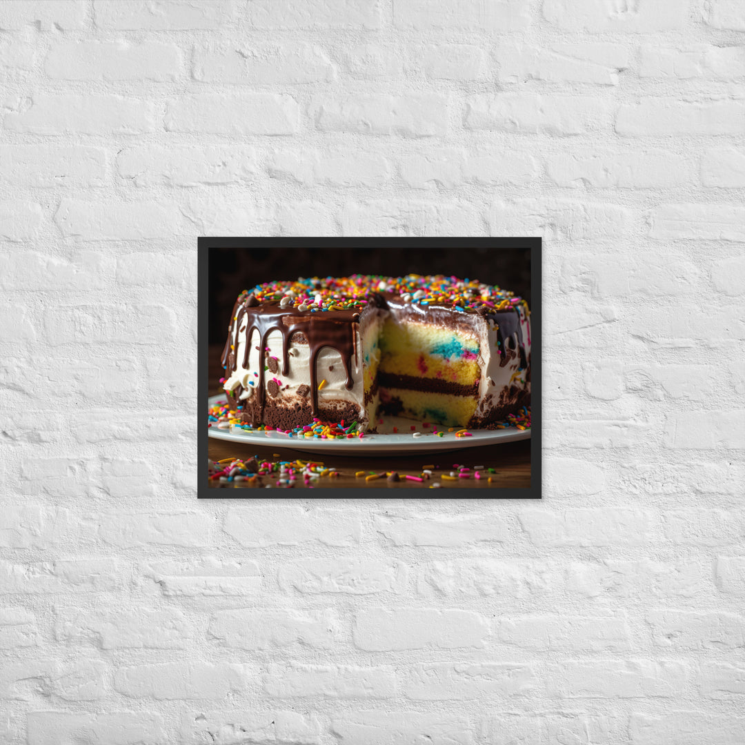 Celebration Ice Cream Cake Framed poster 🤤 from Yumify.AI