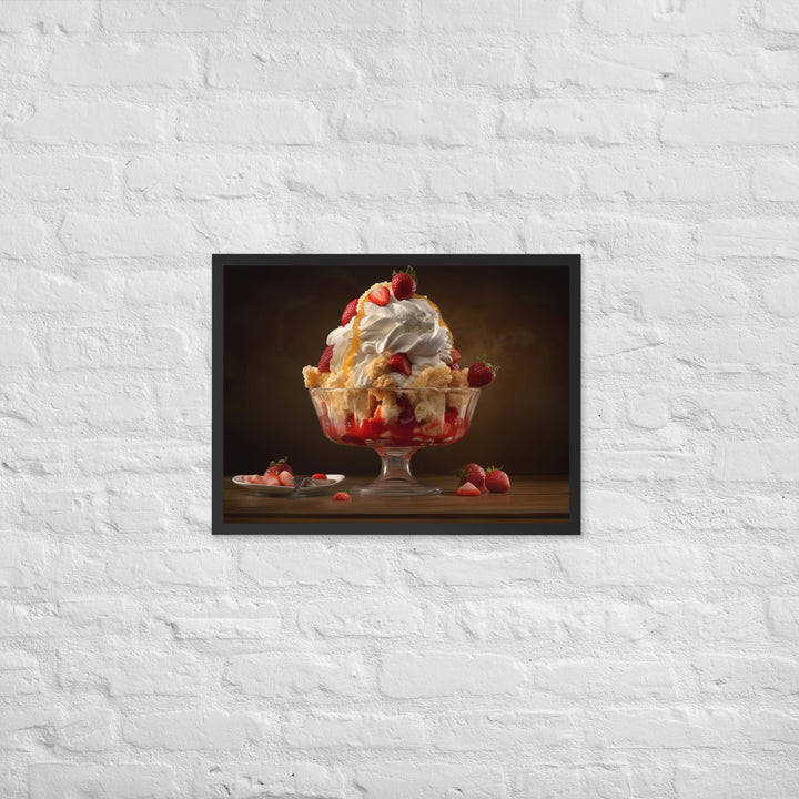 Strawberry Shortcake Sundae Framed poster 🤤 from Yumify.AI