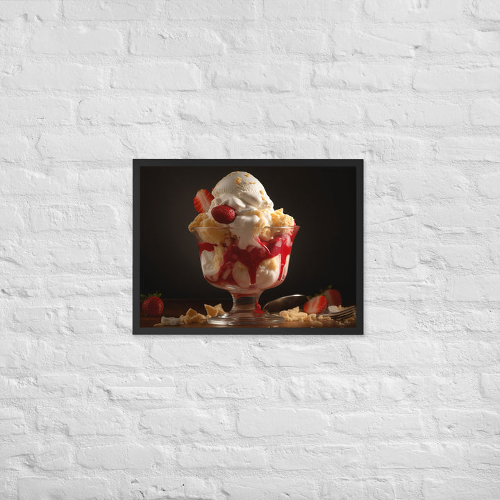 Strawberry Shortcake Sundae Framed poster 🤤 from Yumify.AI