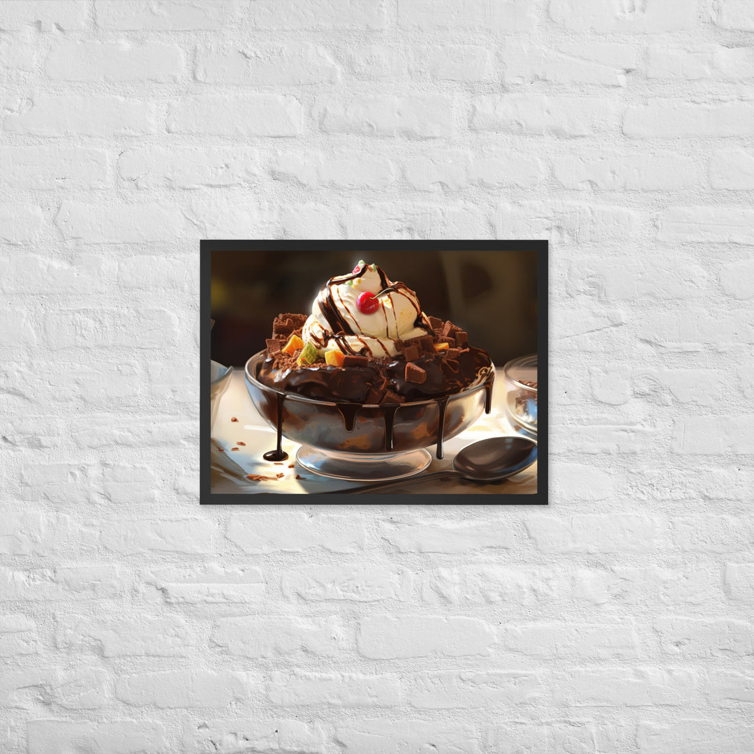 Chocolate Lovers Dream Sundae Framed poster 🤤 from Yumify.AI