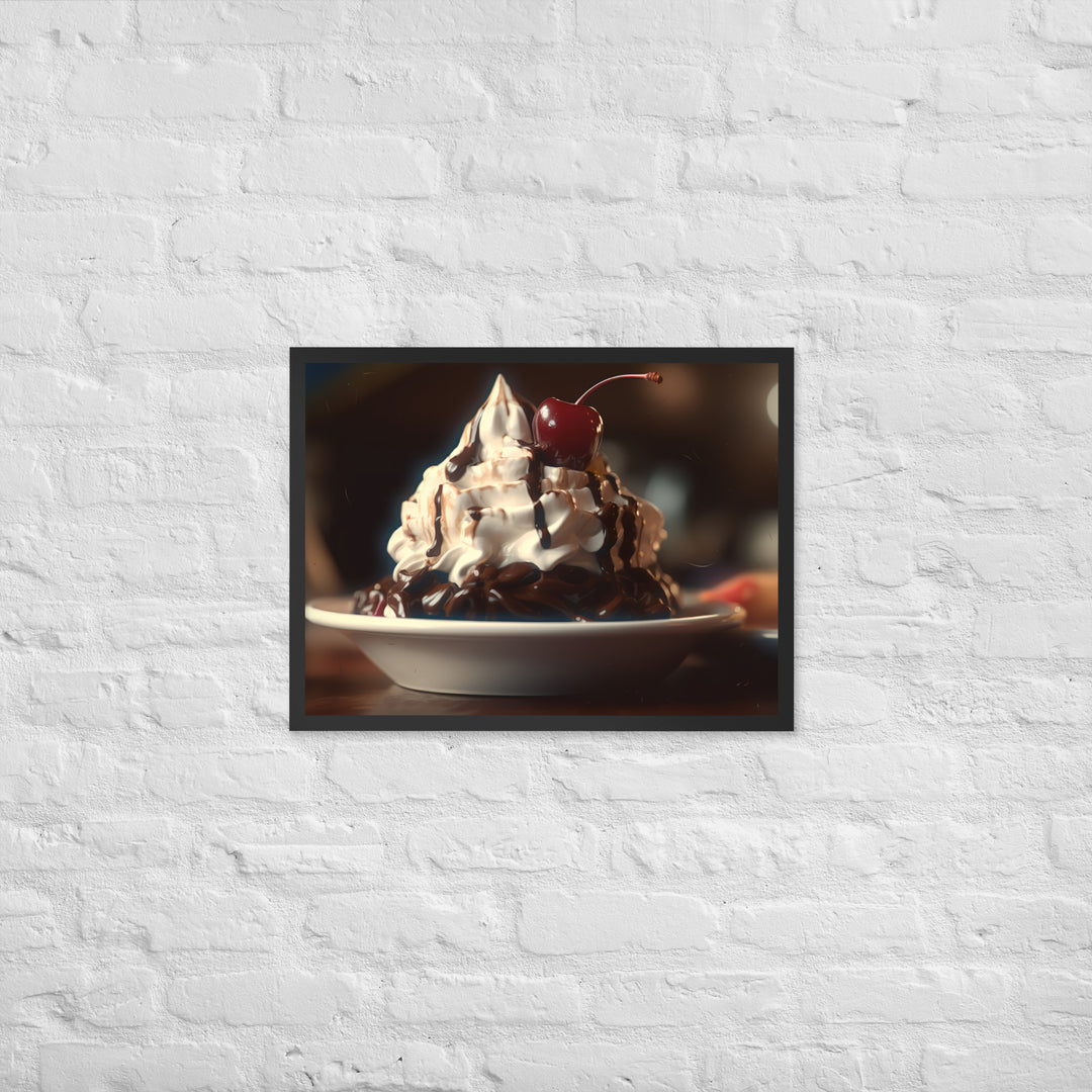 Chocolate Fudge Soft Serve Sundae Framed poster 🤤 from Yumify.AI