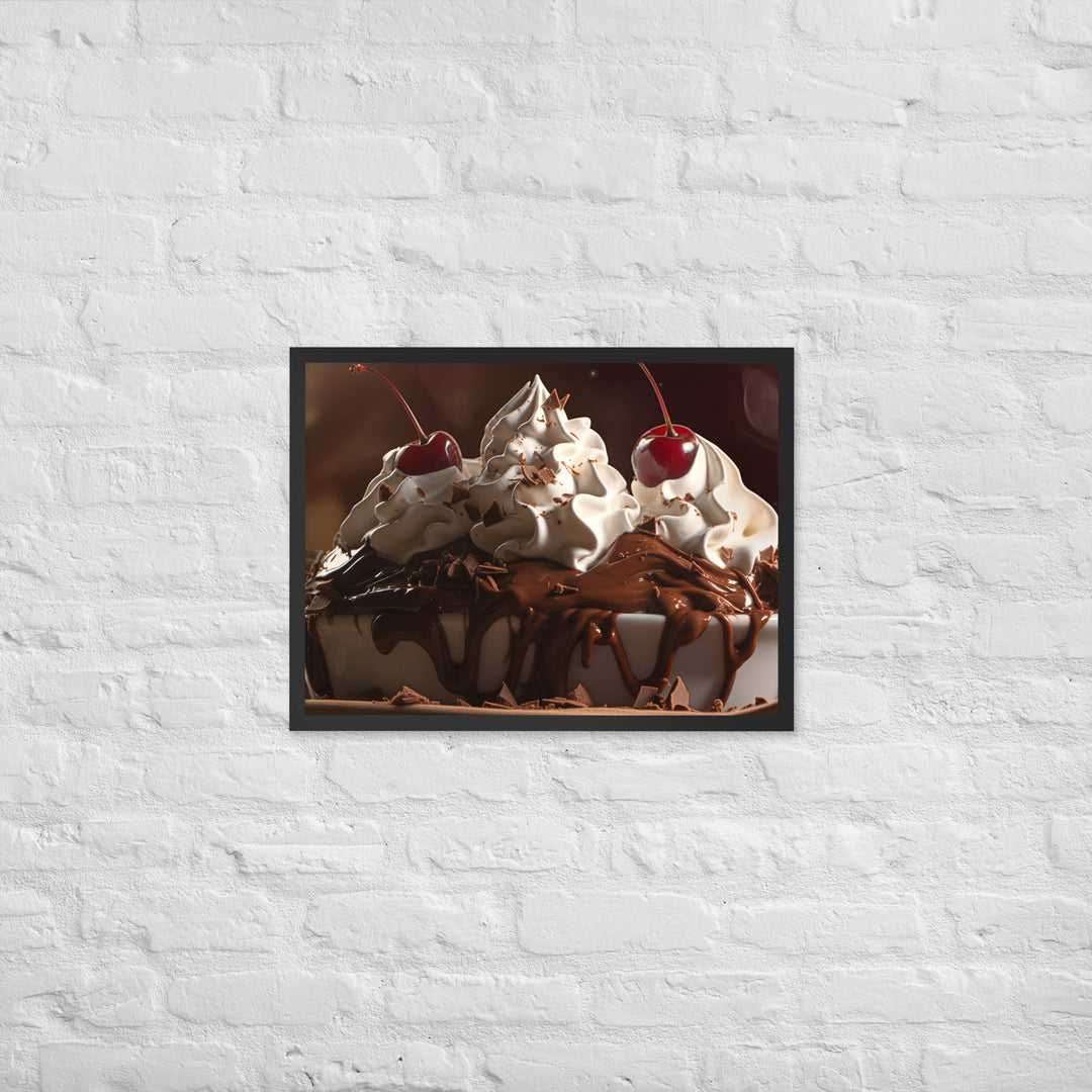 Chocolate Fudge Soft Serve Sundae Framed poster 🤤 from Yumify.AI