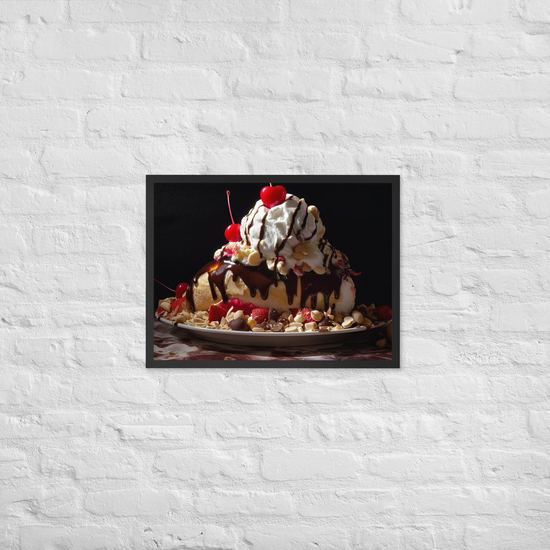 Banana Split Sundae Framed poster 🤤 from Yumify.AI