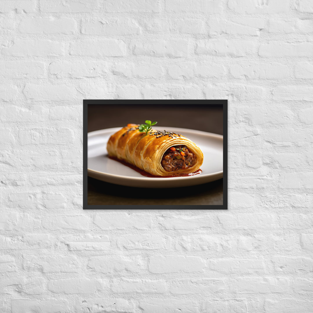 Vegetarian Sausage Roll Framed poster 🤤 from Yumify.AI