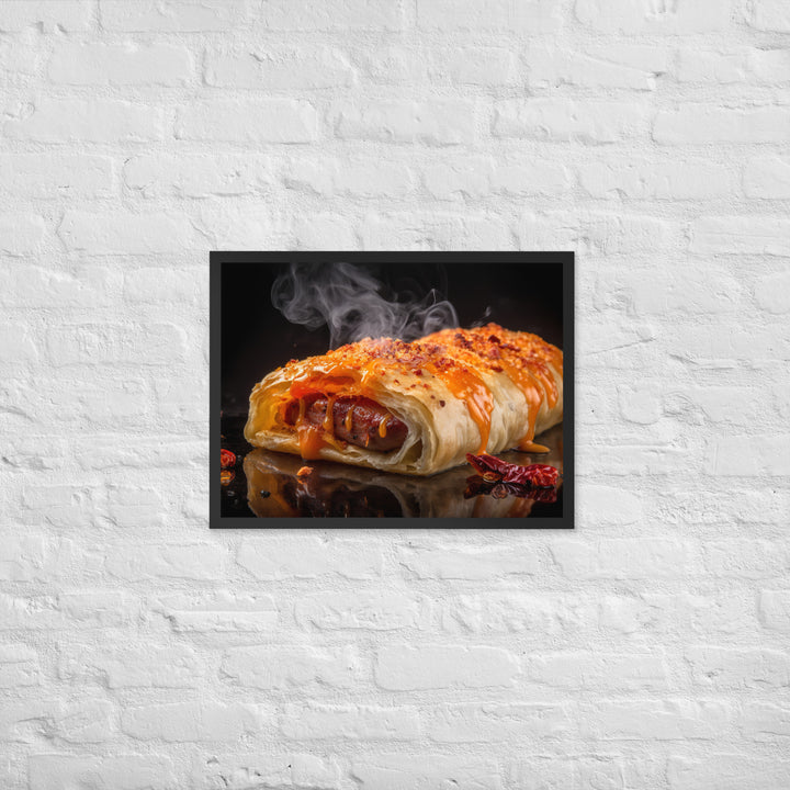 Spicy Sausage Roll Framed poster 🤤 from Yumify.AI