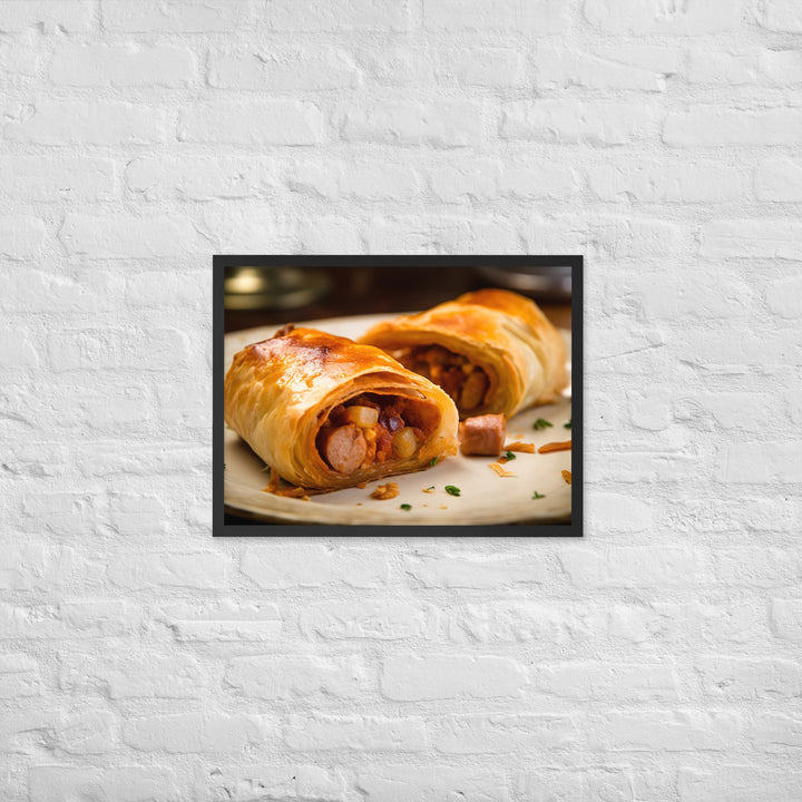 Chicken and Chorizo Sausage Roll Framed poster 🤤 from Yumify.AI