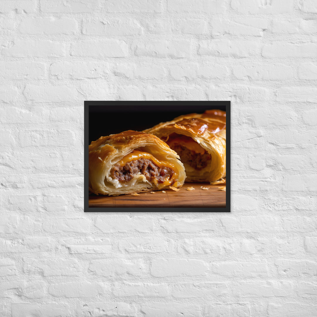 Cheese and Sausage Roll Framed poster 🤤 from Yumify.AI