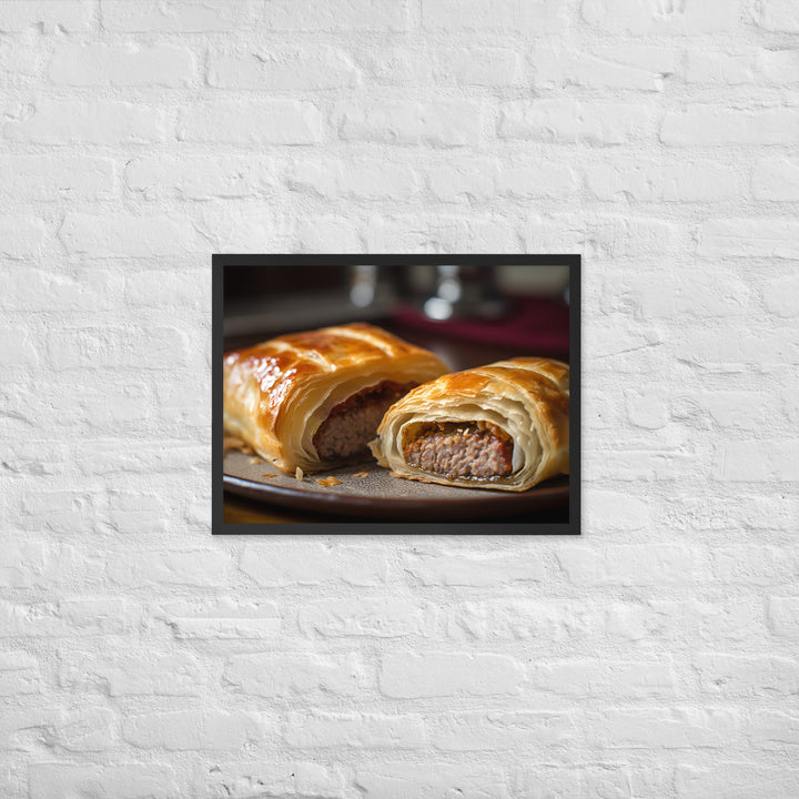 Beef and Onion Sausage Roll Framed poster 🤤 from Yumify.AI