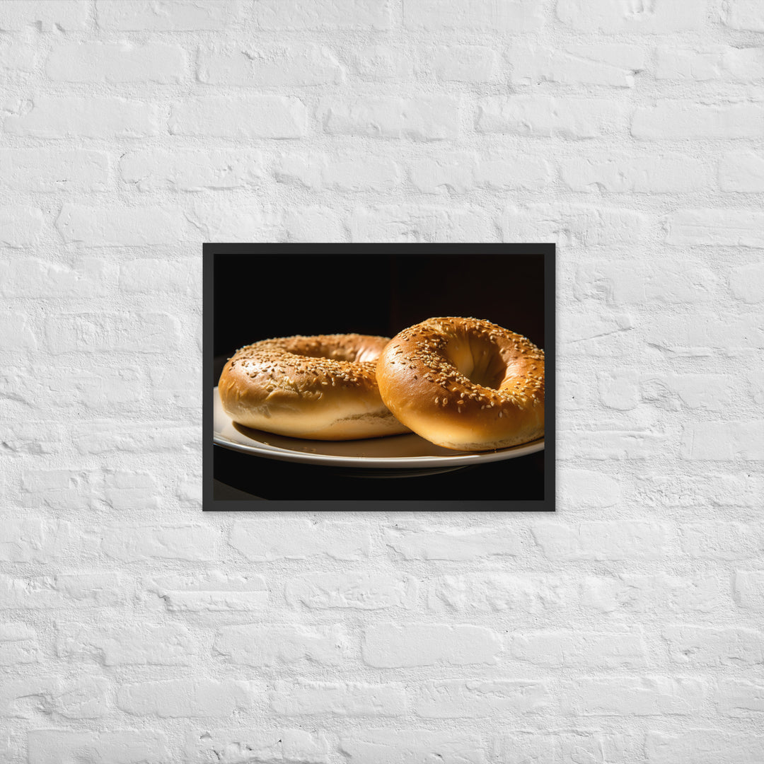 Plain Bagel Framed poster 🤤 from Yumify.AI