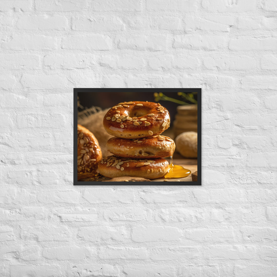 Honey Wheat Bagel Framed poster 🤤 from Yumify.AI