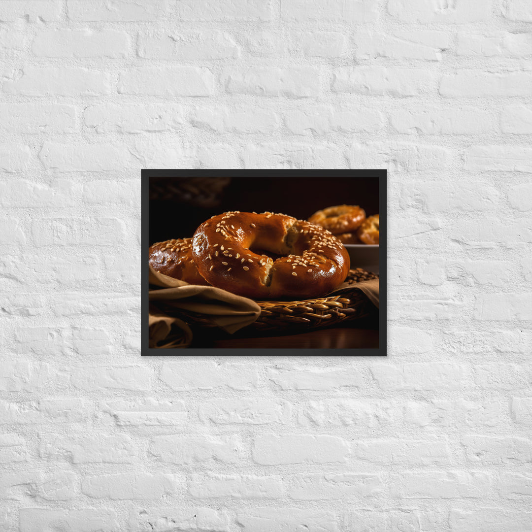 Honey Wheat Bagel Framed poster 🤤 from Yumify.AI