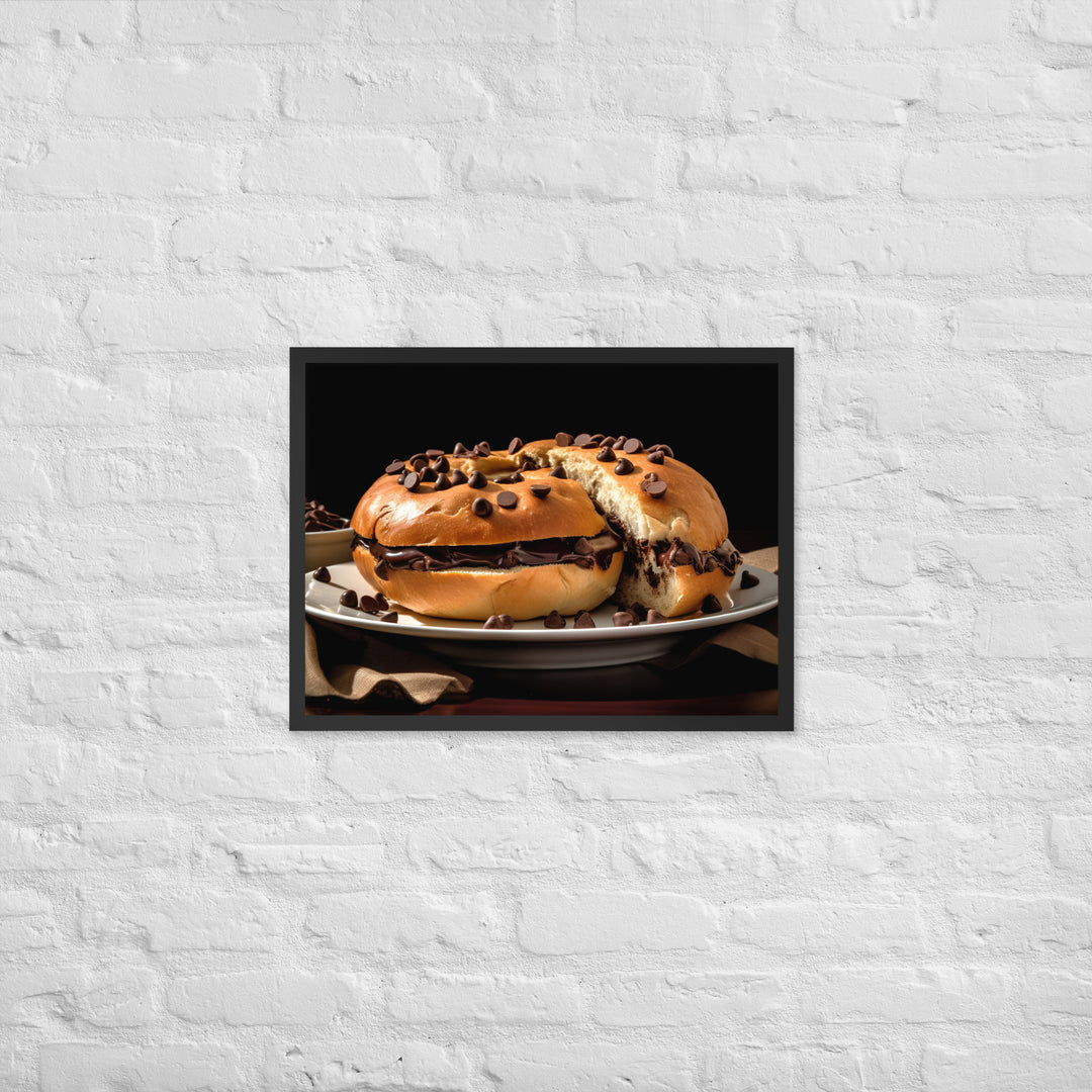 Chocolate Chip Bagel Framed poster 🤤 from Yumify.AI