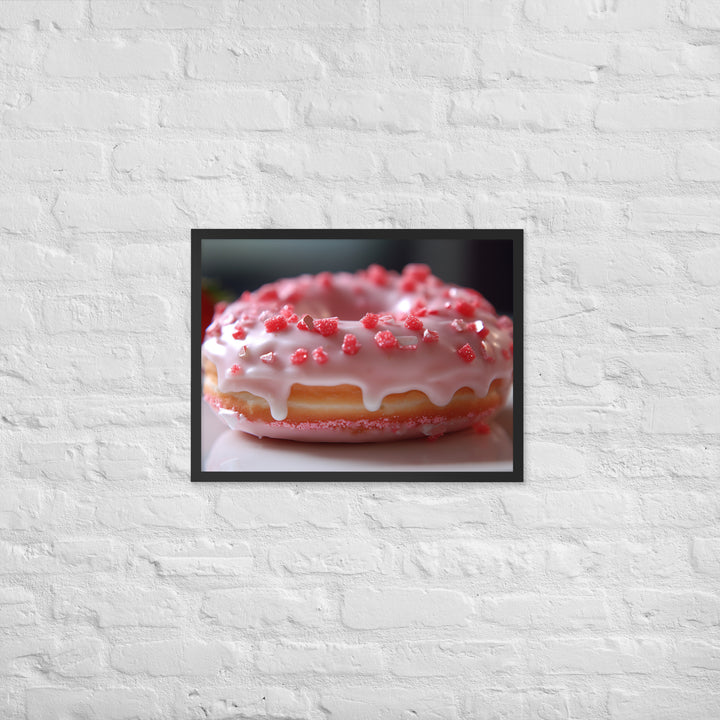 Strawberry Frosted Donut Framed poster 🤤 from Yumify.AI