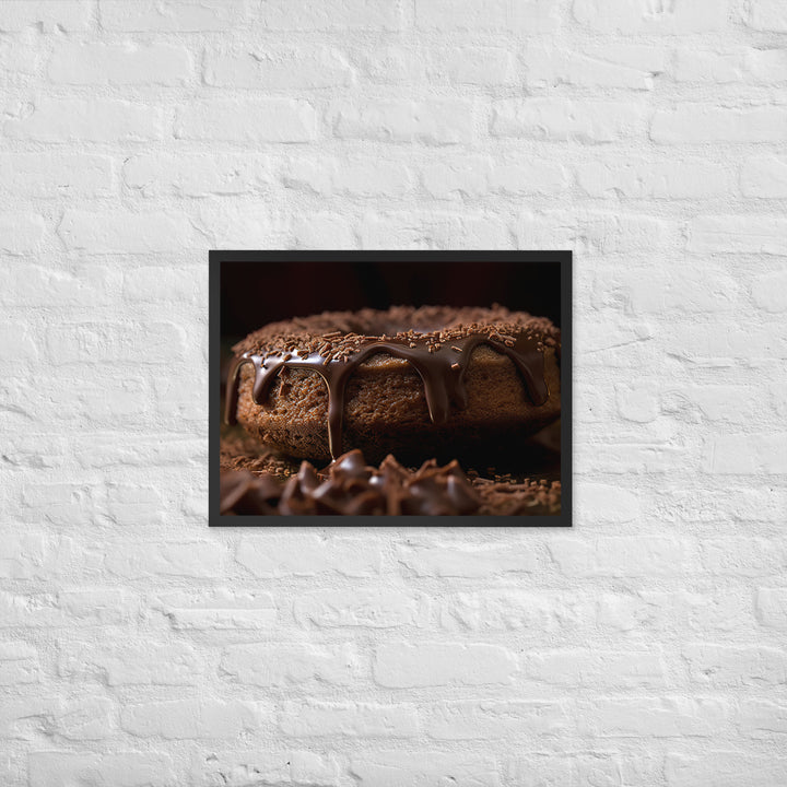 Chocolate Frosted Donut Framed poster 🤤 from Yumify.AI