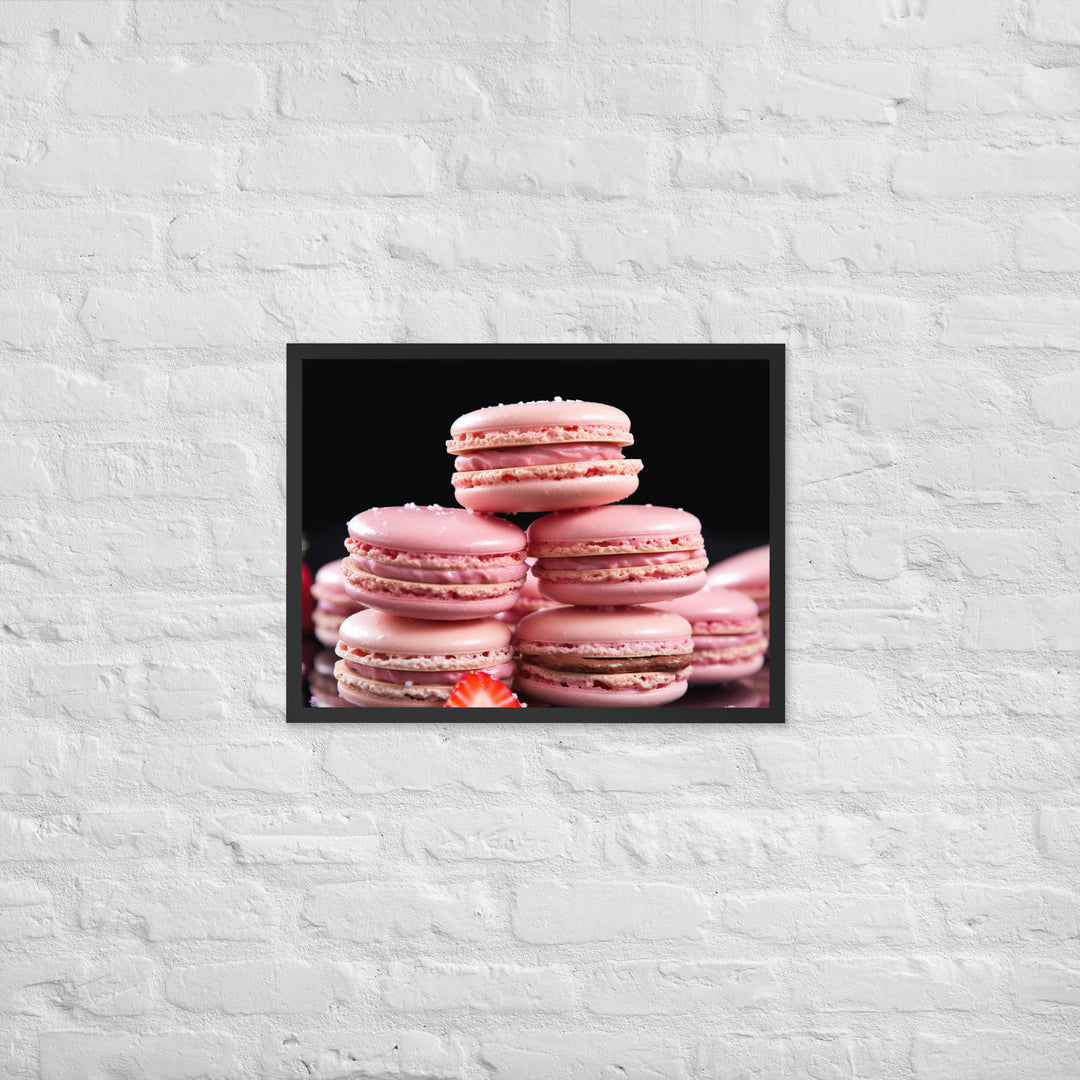 Strawberry Macarons Framed poster 🤤 from Yumify.AI