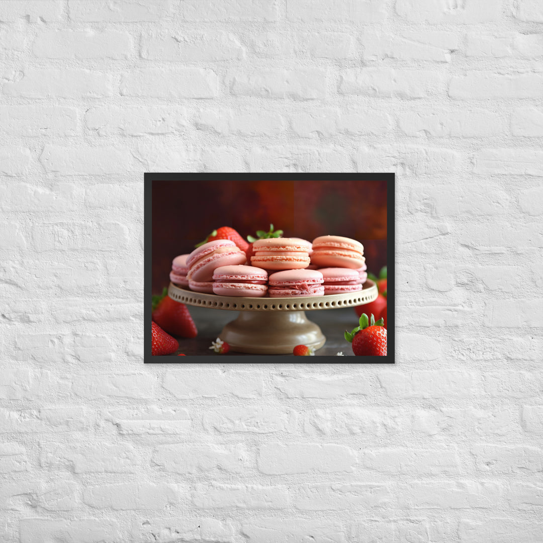 Strawberry Macarons Framed poster 🤤 from Yumify.AI