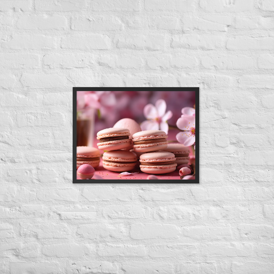 Cherry Blossom Macarons Framed poster 🤤 from Yumify.AI