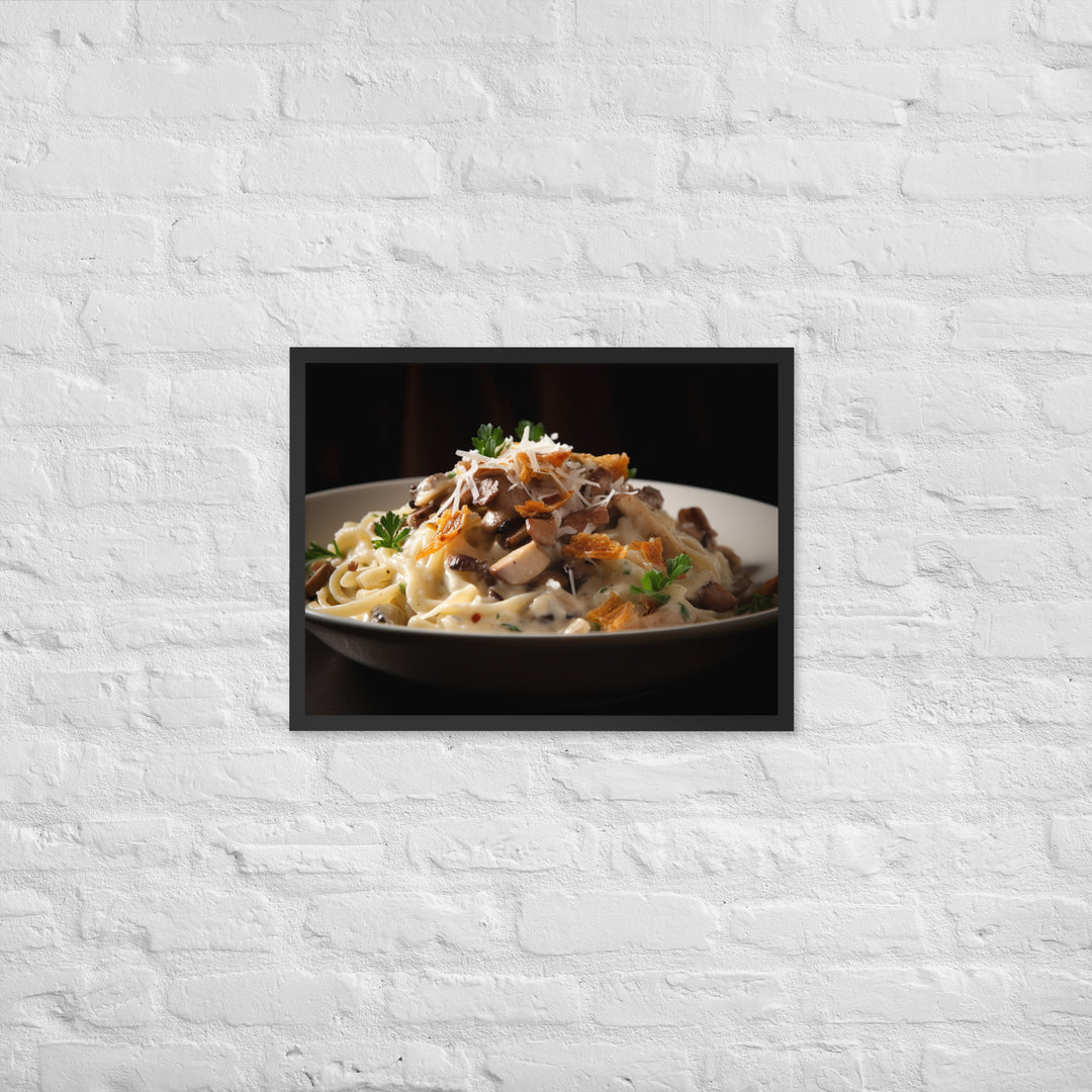 Pasta dish featuring Parmesan cheese Framed poster 🤤 from Yumify.AI